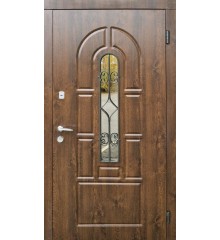 Порошковая дверь со стеклом и элементами художественной ковки - компания Московские Двери